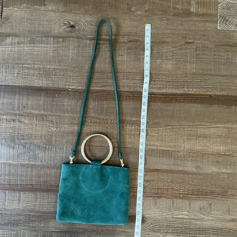 Thacker Le Pouch Leather Bag with Hammered Gold Ring Handles or Crossbody - Picture 6 of 11